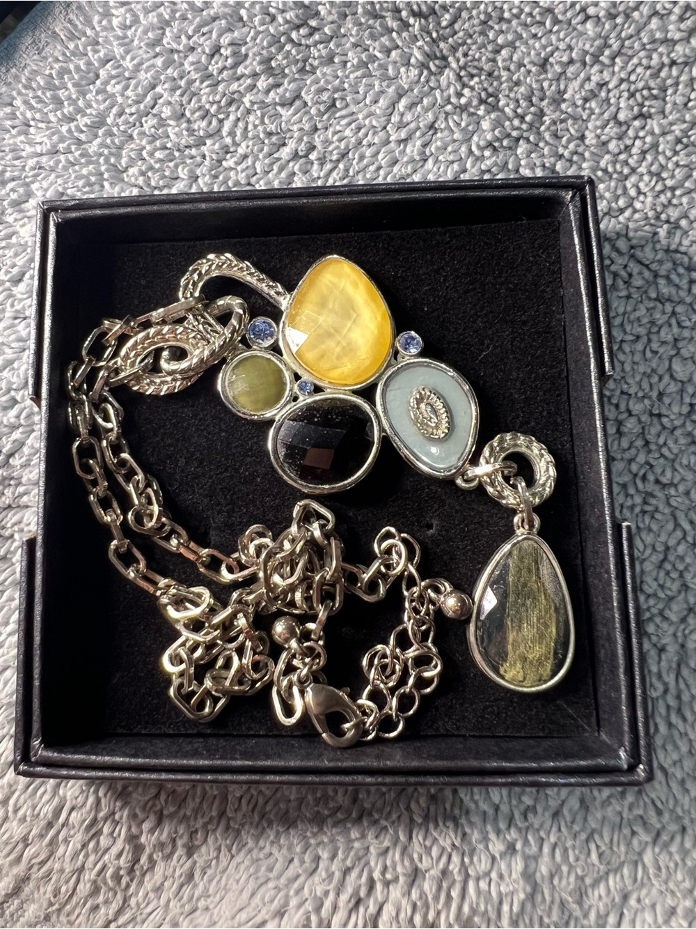 Lia Sophia Multi-Stone Yellow, Blue & Green Pendant Necklace
